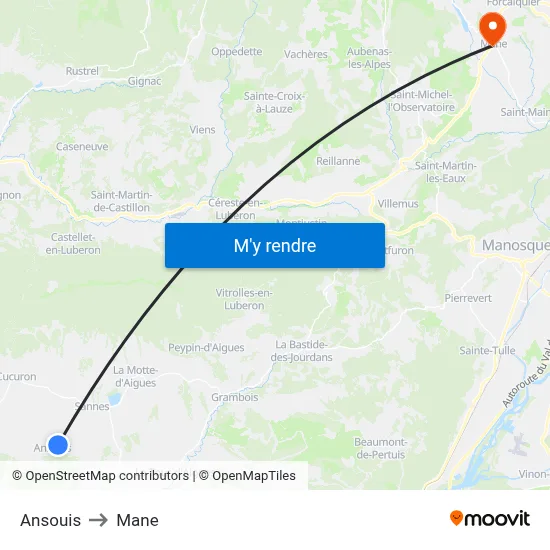 Ansouis to Mane map