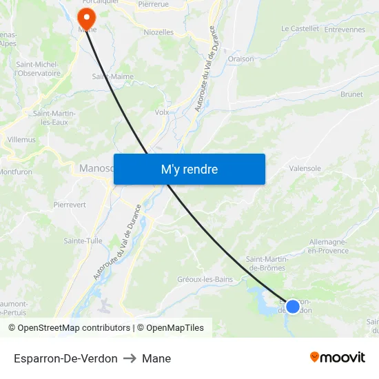 Esparron-De-Verdon to Mane map