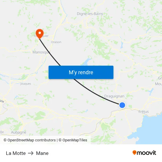 La Motte to Mane map