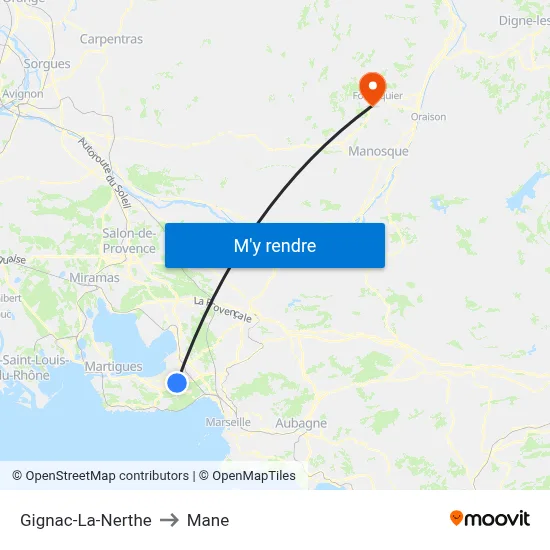 Gignac-La-Nerthe to Mane map