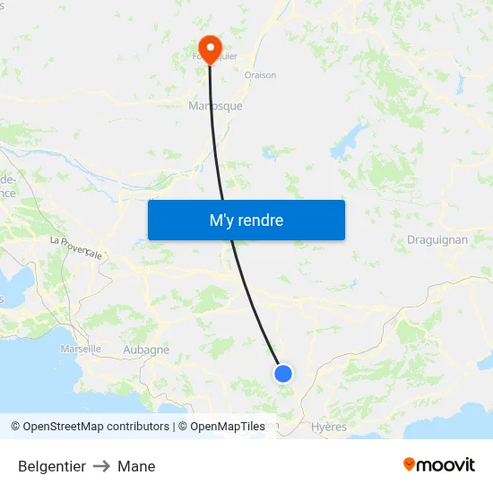 Belgentier to Mane map