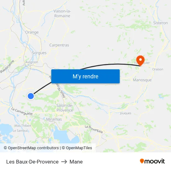 Les Baux-De-Provence to Mane map