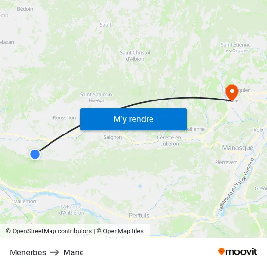 Ménerbes to Mane map