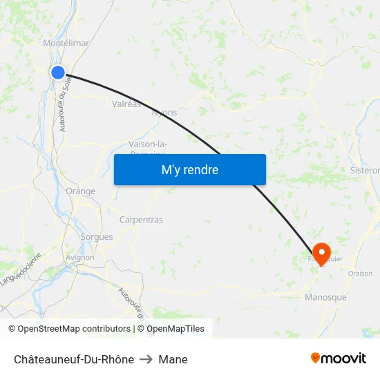 Châteauneuf-Du-Rhône to Mane map