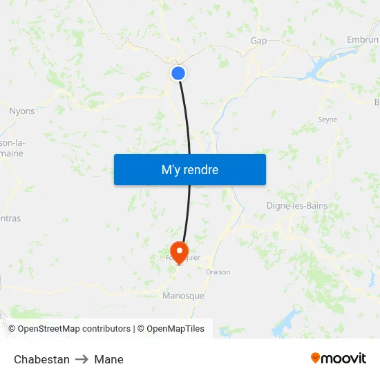 Chabestan to Mane map