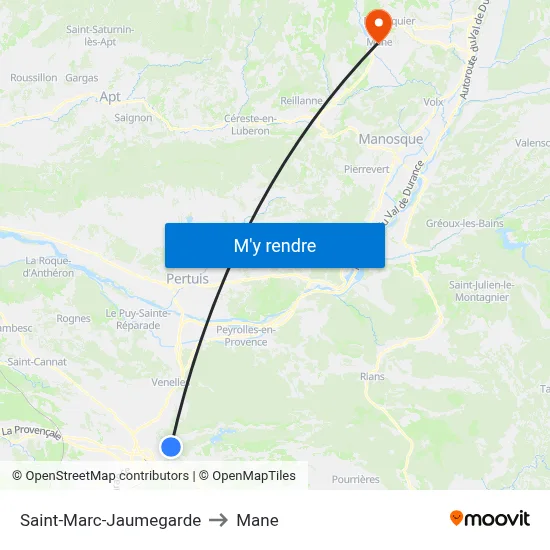 Saint-Marc-Jaumegarde to Mane map