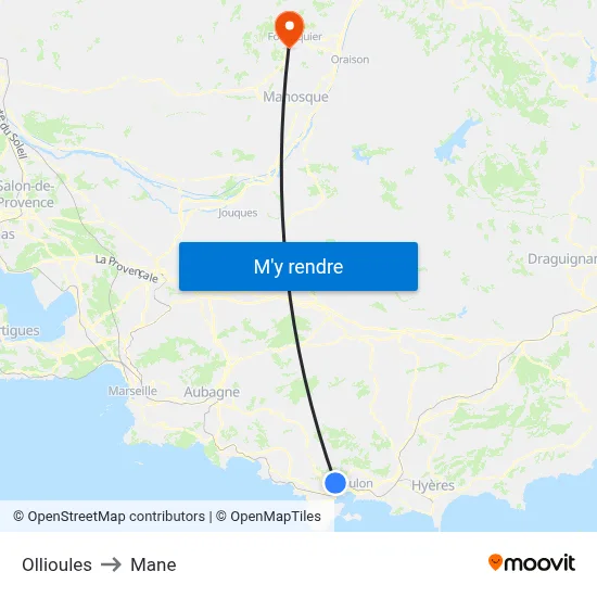 Ollioules to Mane map