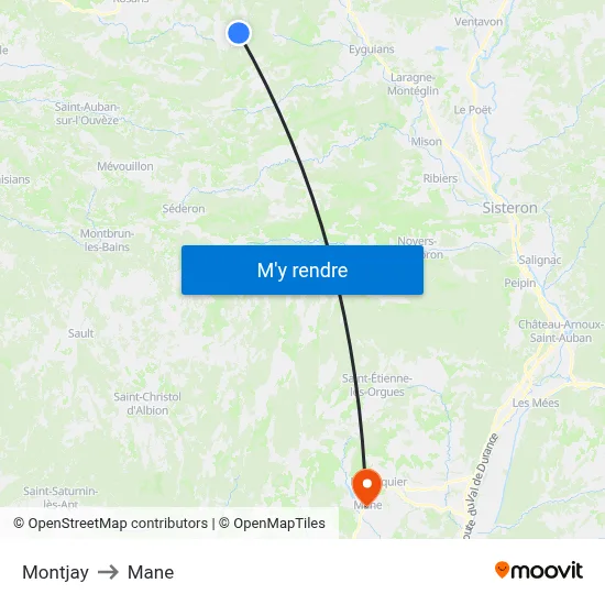 Montjay to Mane map