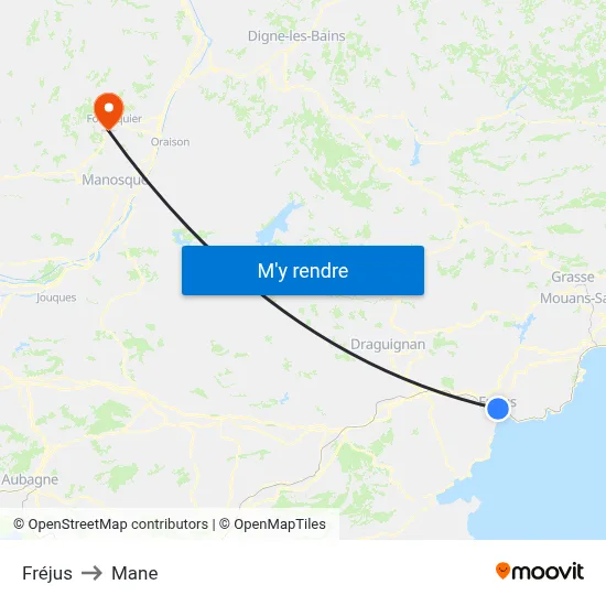 Fréjus to Mane map