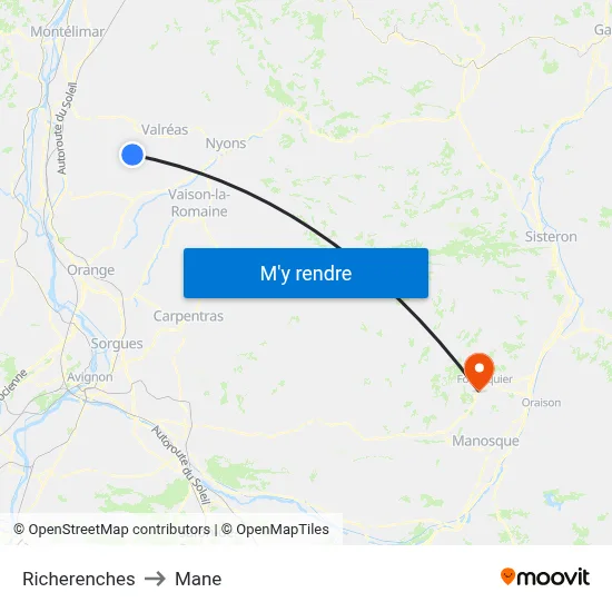 Richerenches to Mane map