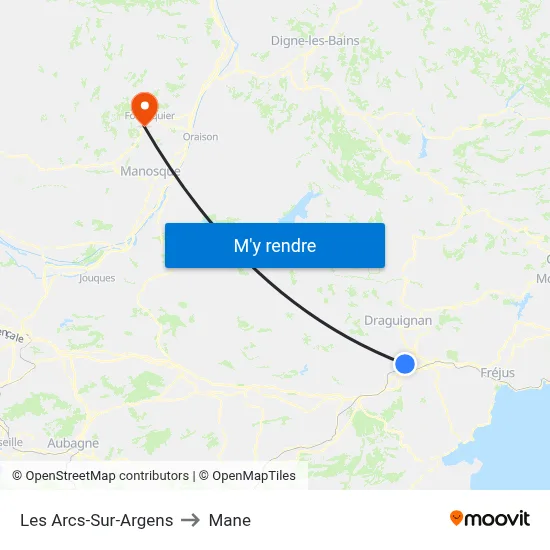 Les Arcs-Sur-Argens to Mane map
