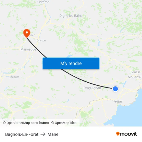 Bagnols-En-Forêt to Mane map