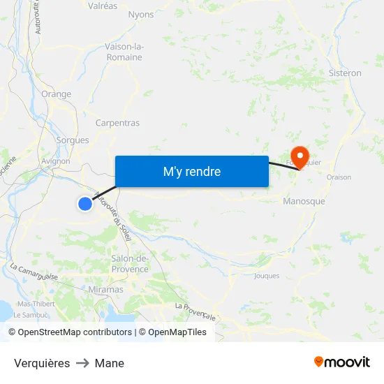 Verquières to Mane map