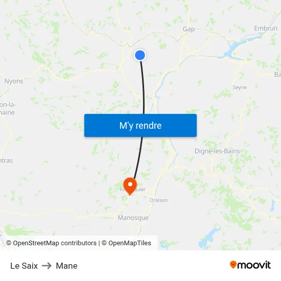 Le Saix to Mane map