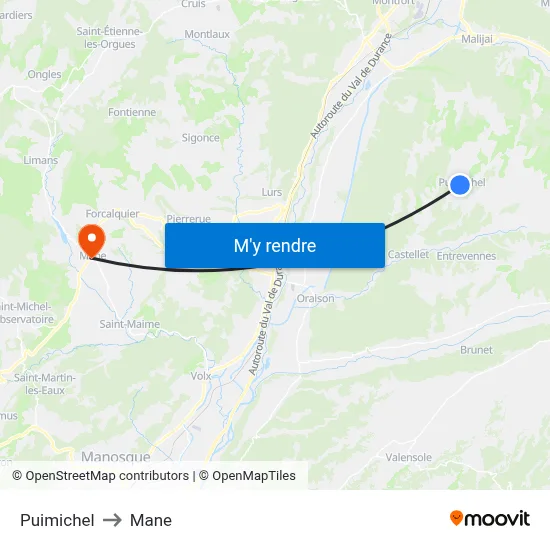 Puimichel to Mane map