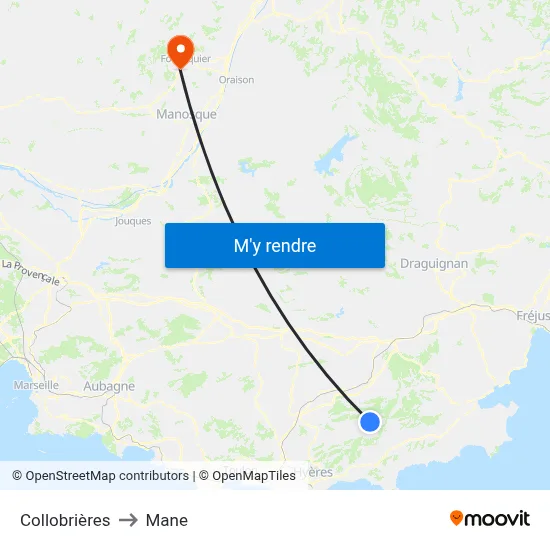 Collobrières to Mane map