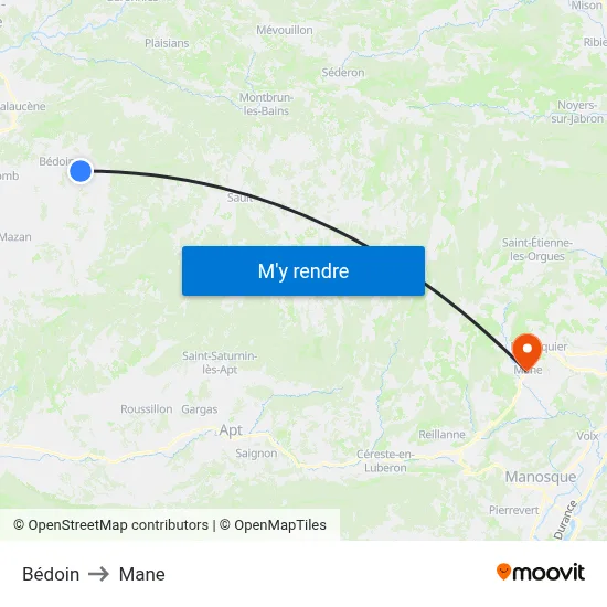 Bédoin to Mane map