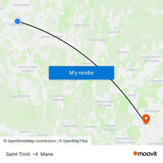 Saint-Trinit to Mane map