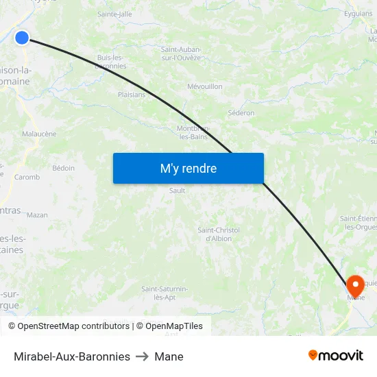Mirabel-Aux-Baronnies to Mane map
