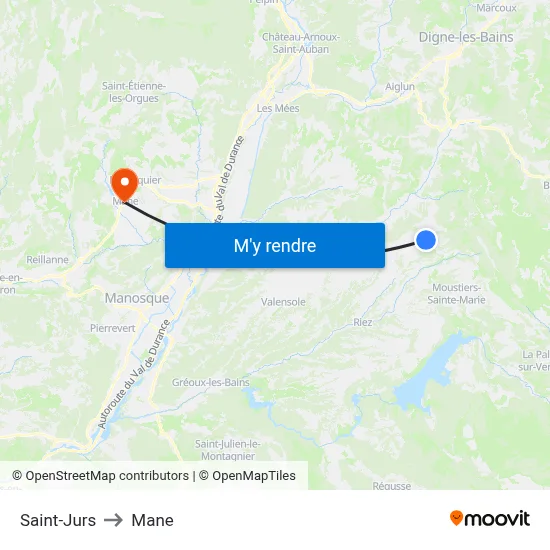 Saint-Jurs to Mane map