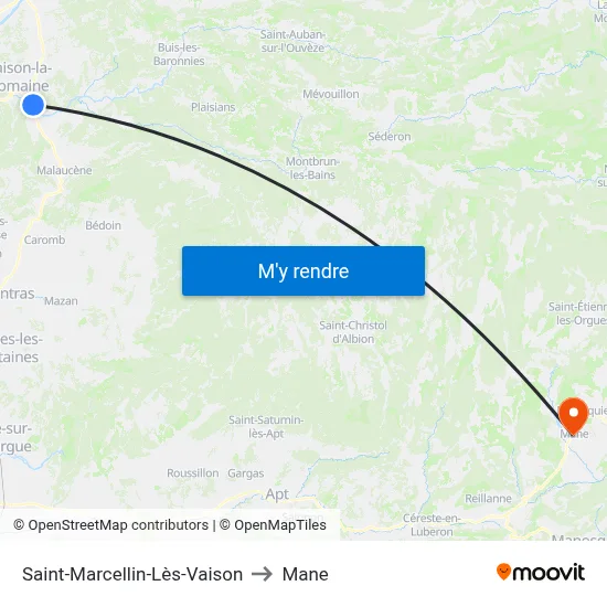 Saint-Marcellin-Lès-Vaison to Mane map