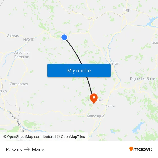 Rosans to Mane map