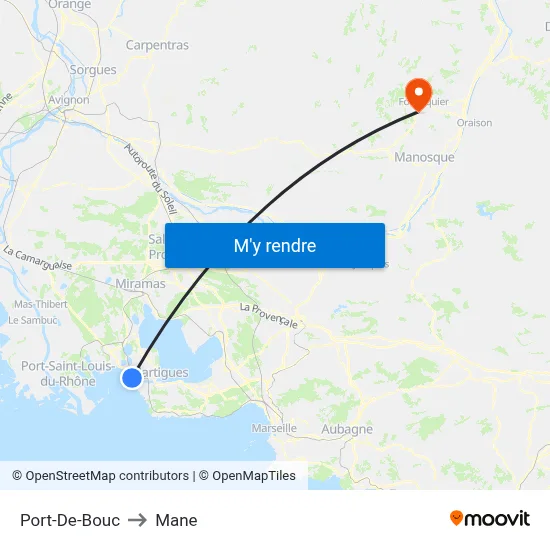 Port-De-Bouc to Mane map