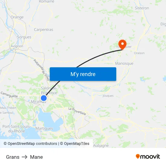 Grans to Mane map