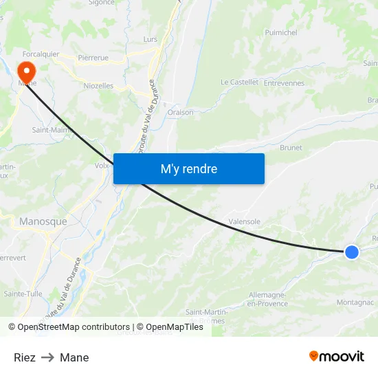 Riez to Mane map