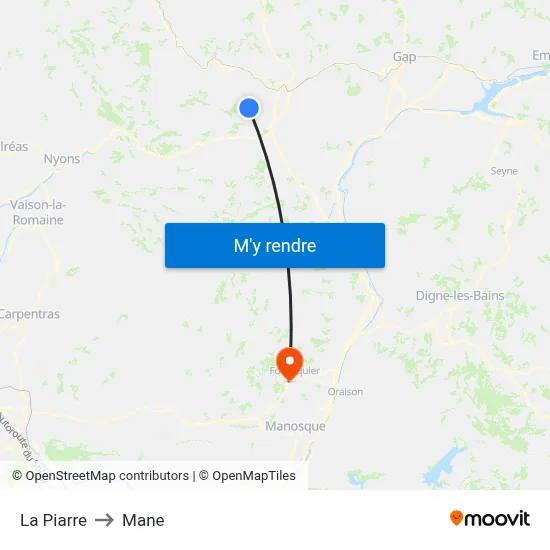 La Piarre to Mane map