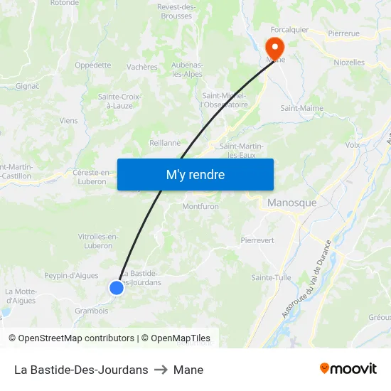 La Bastide-Des-Jourdans to Mane map