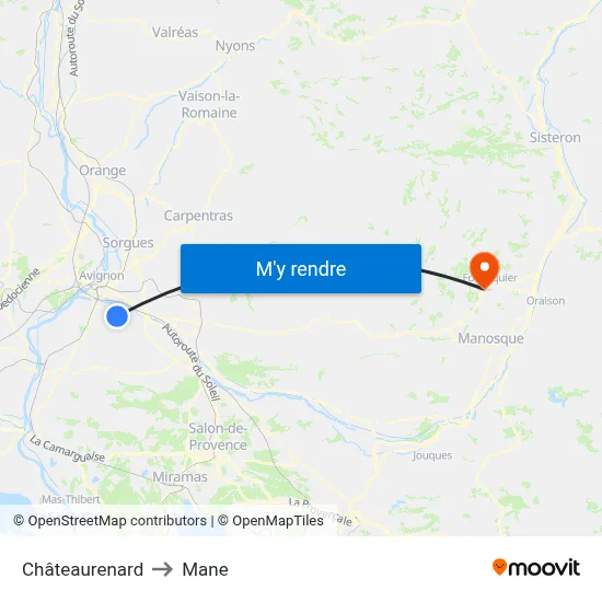 Châteaurenard to Mane map