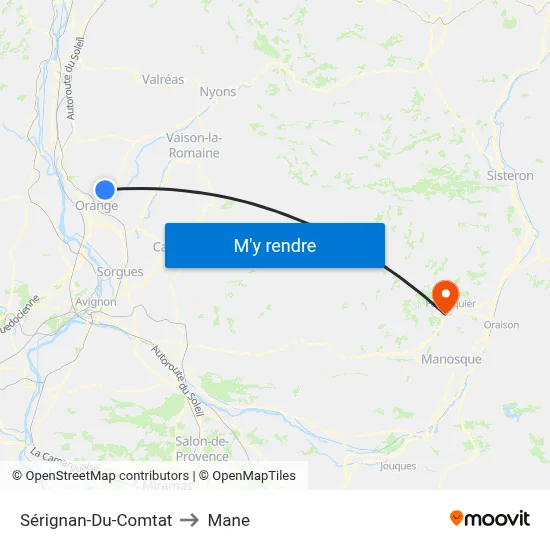 Sérignan-Du-Comtat to Mane map