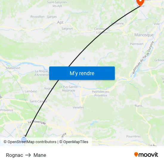Rognac to Mane map