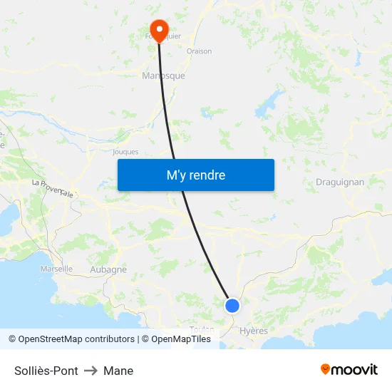 Solliès-Pont to Mane map