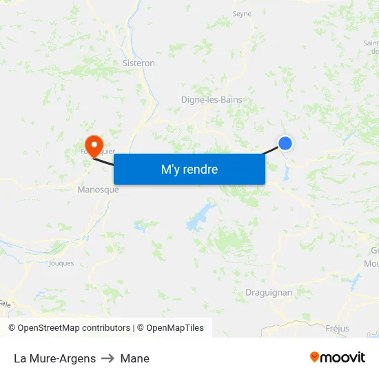 La Mure-Argens to Mane map