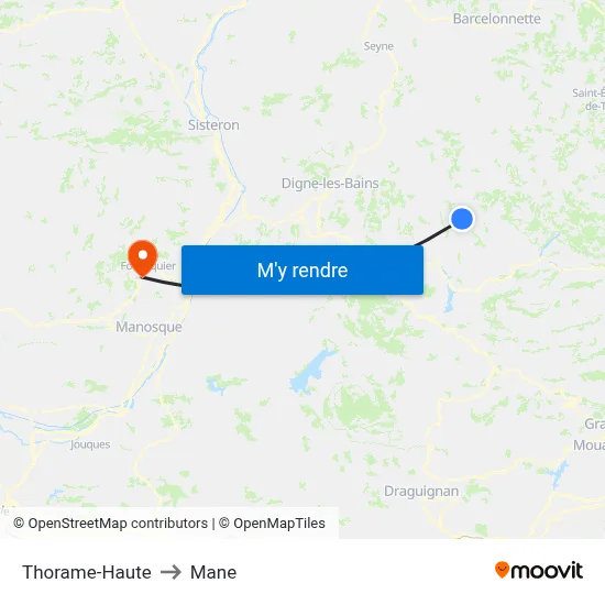Thorame-Haute to Mane map