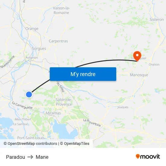 Paradou to Mane map