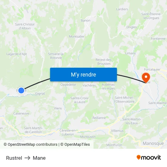 Rustrel to Mane map