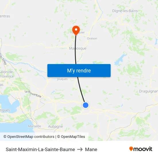 Saint-Maximin-La-Sainte-Baume to Mane map