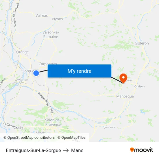 Entraigues-Sur-La-Sorgue to Mane map