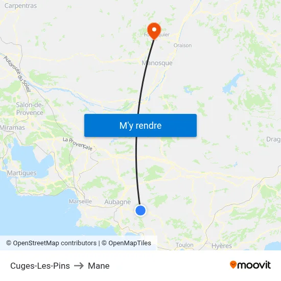Cuges-Les-Pins to Mane map