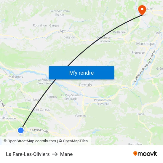 La Fare-Les-Oliviers to Mane map