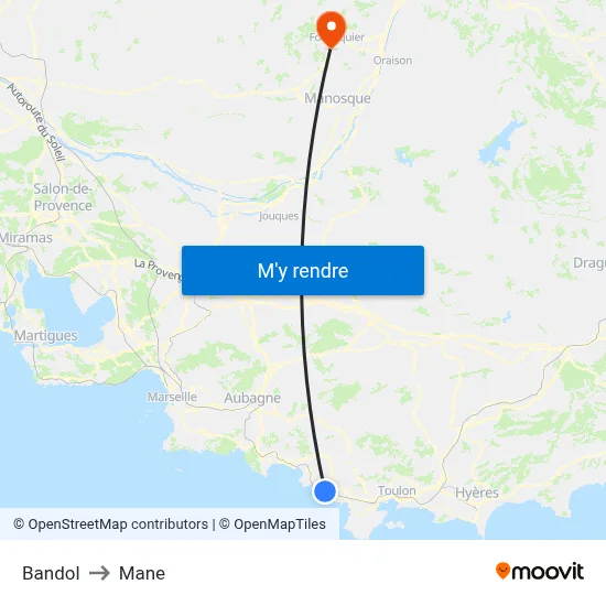 Bandol to Mane map