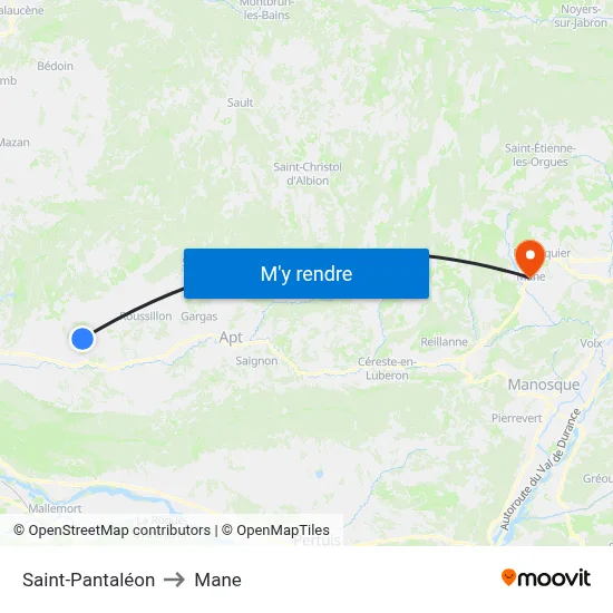 Saint-Pantaléon to Mane map