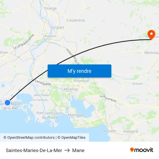 Saintes-Maries-De-La-Mer to Mane map