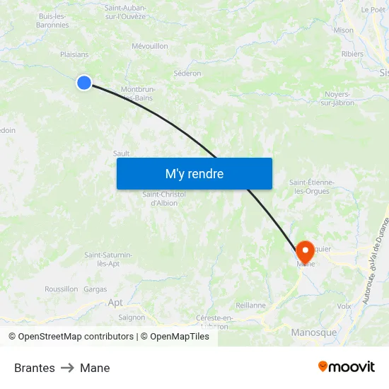 Brantes to Mane map