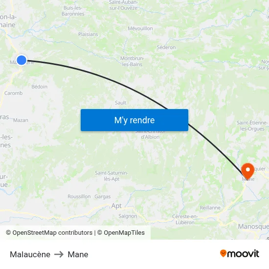 Malaucène to Mane map