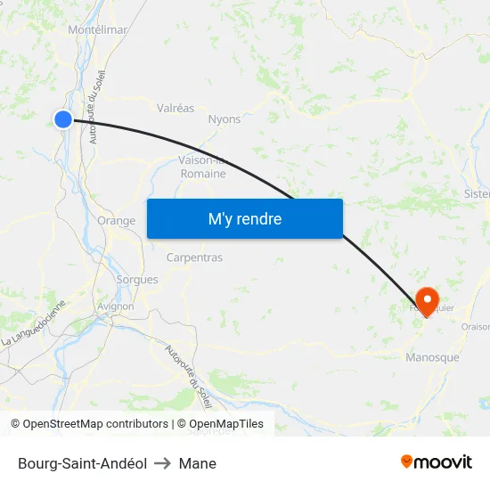 Bourg-Saint-Andéol to Mane map