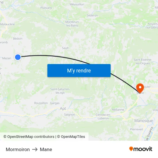 Mormoiron to Mane map